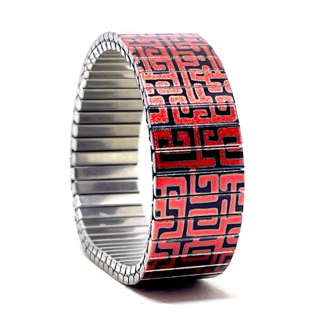 Checkers Maze Deep REDOrange Metallic