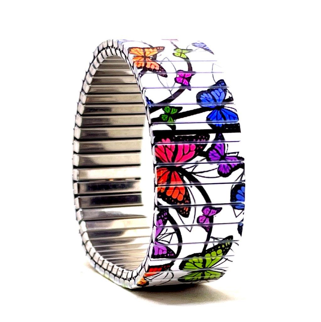 Cool Blossom Butterflies Fantasie Armband 18mm - Wit