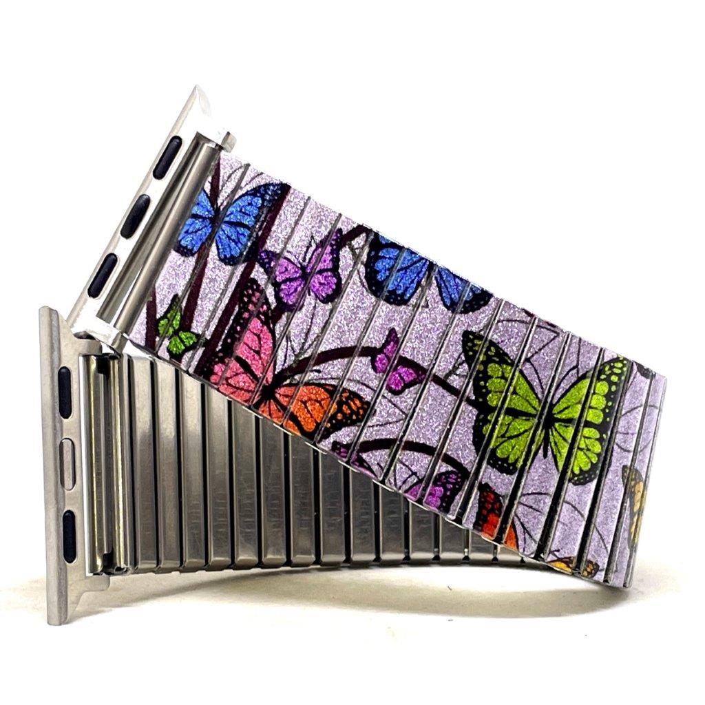 Cool Blossom Butterflies velvet pastel applewatch bracelet
