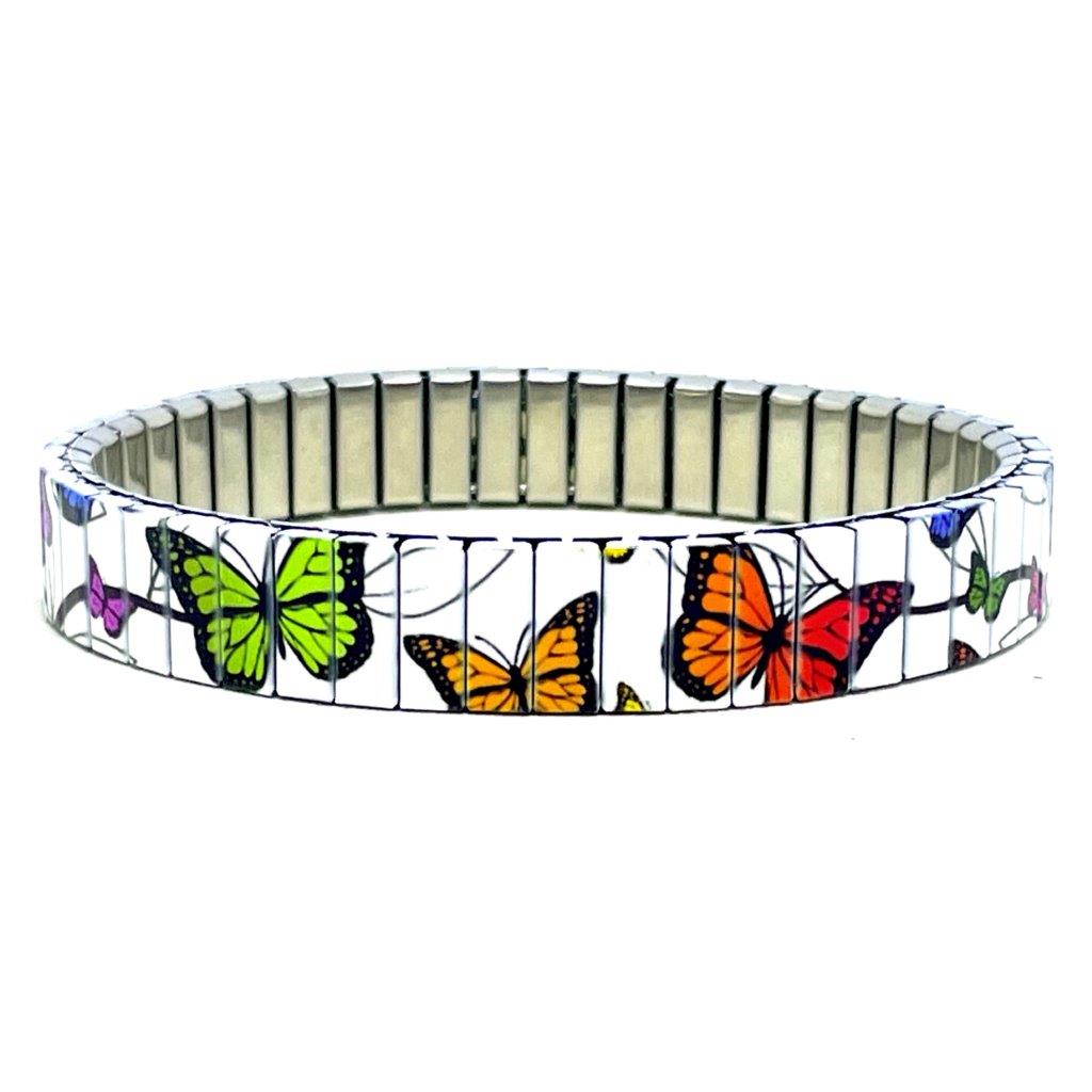 Cool Blossom Butterfly Armband 10mm - Witte Vlinders