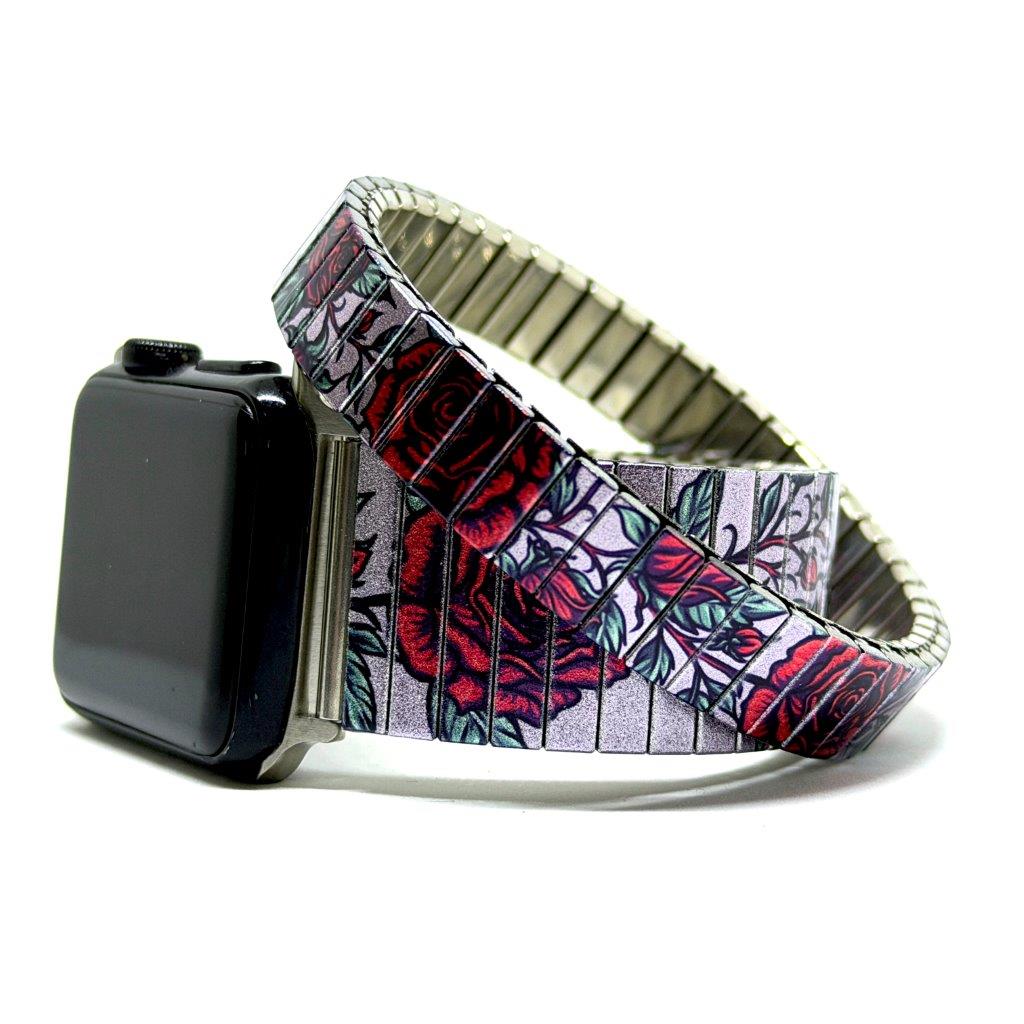 Flowers Garden Ruby Roses Chic metallic - Apple watch Bracelet