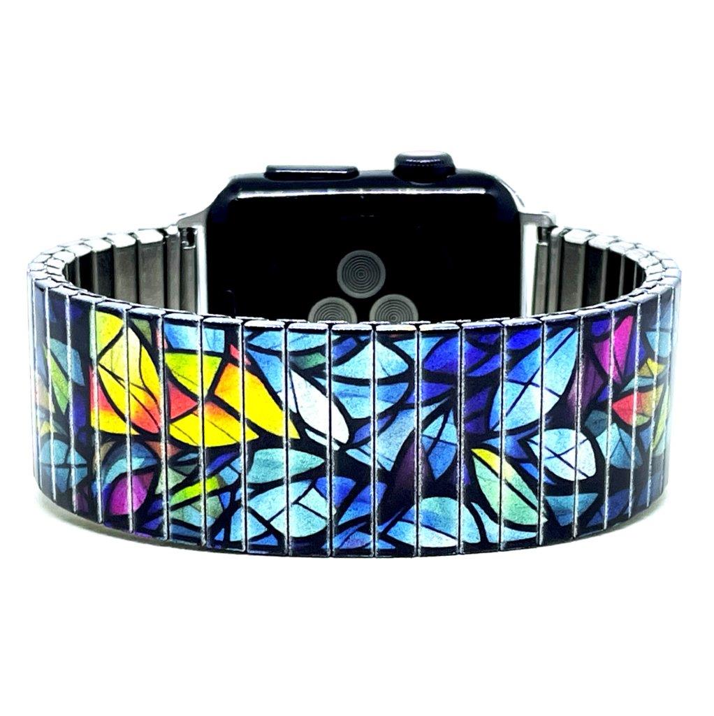 Flowers Garden Blue Leaves Applewatch bracelet
