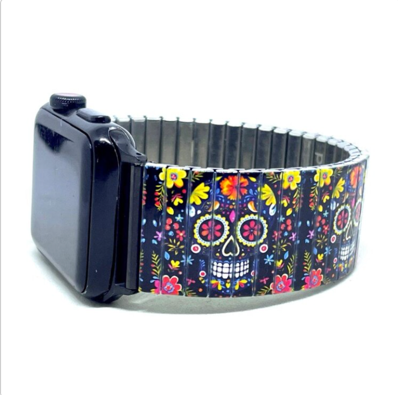 Sugar Skulls black drama Applewatch bracelet