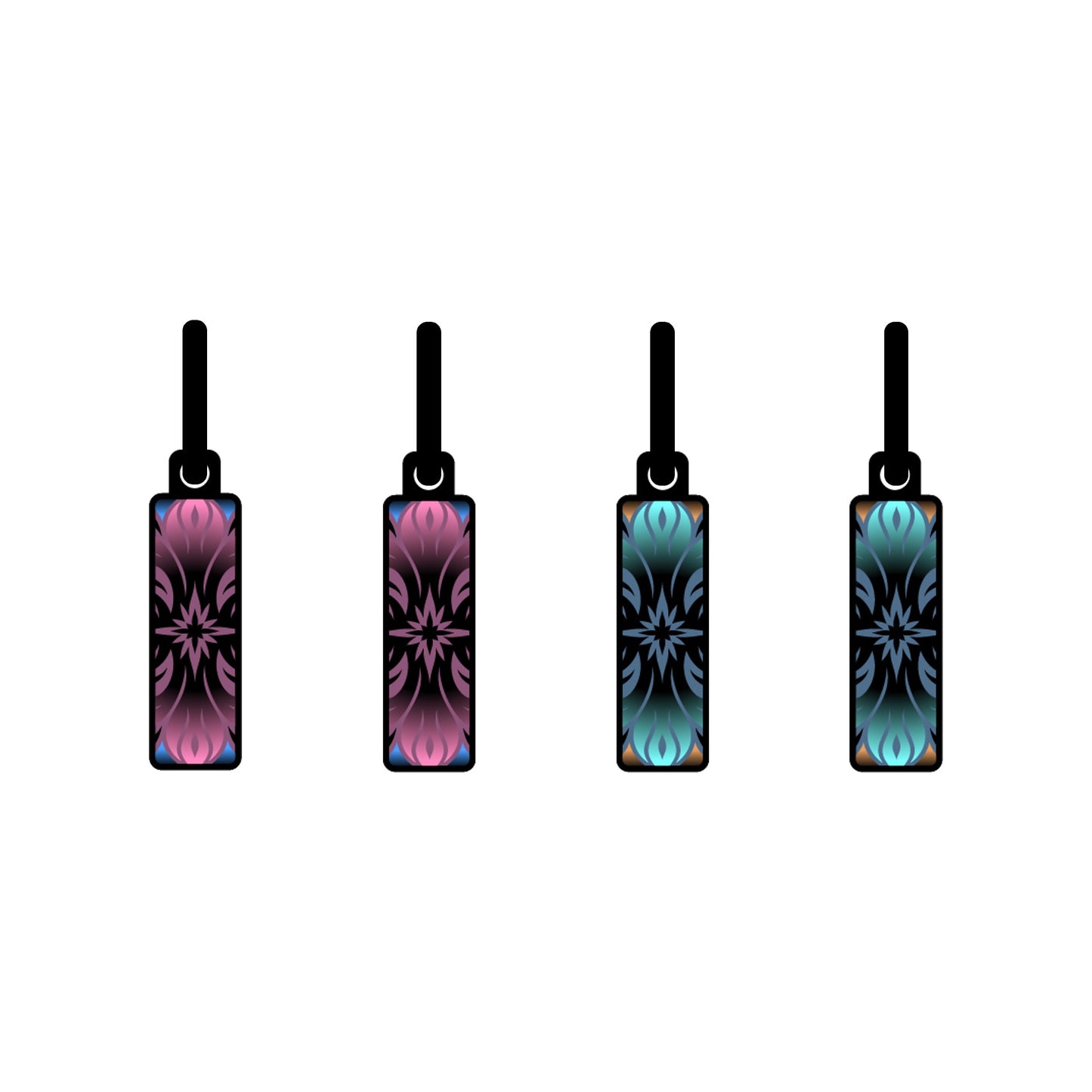Flowers Cross blue and purple metallic oorbellen