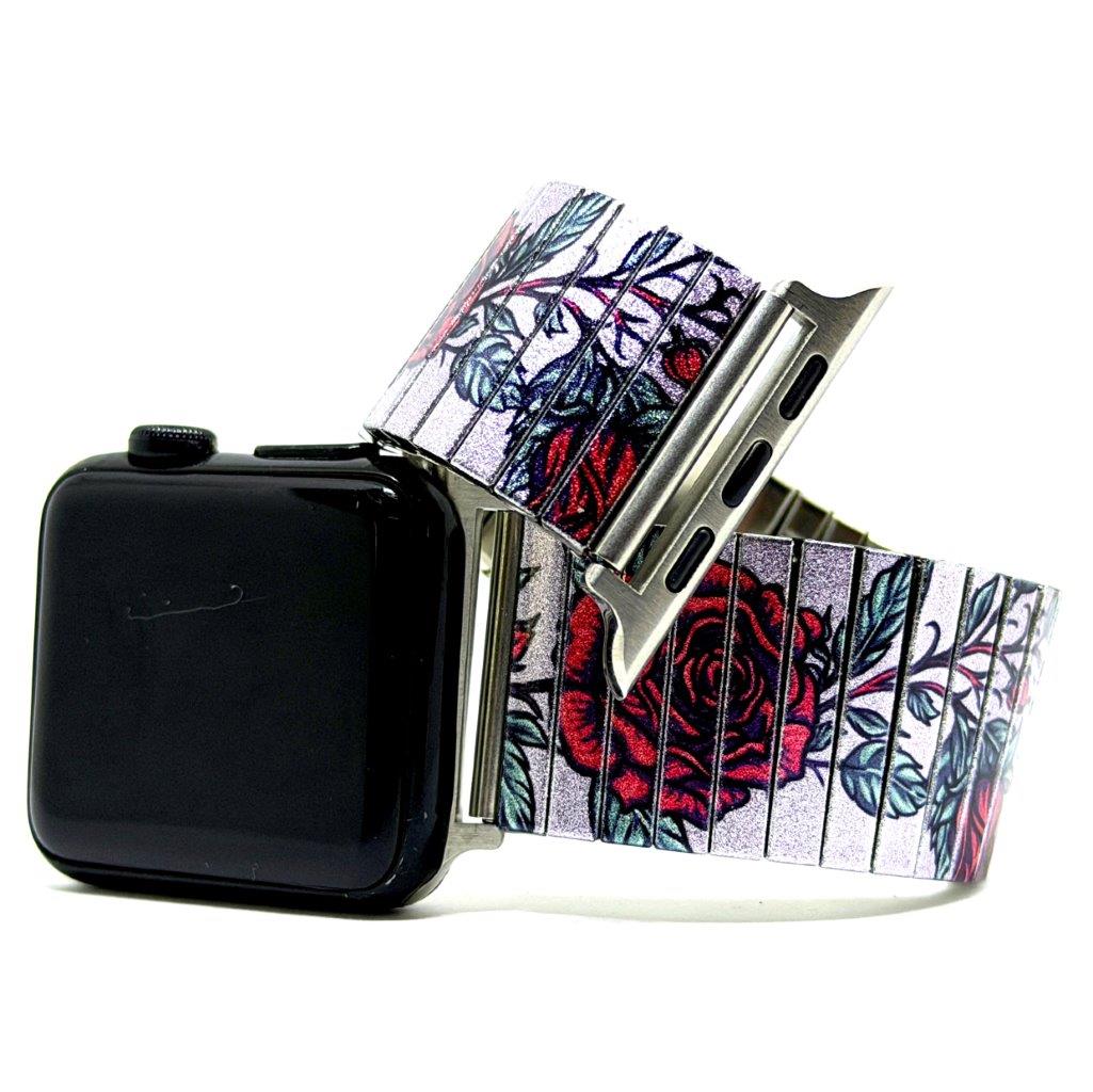 Flowers Garden Ruby Roses Chic metallic - Apple watch Bracelet