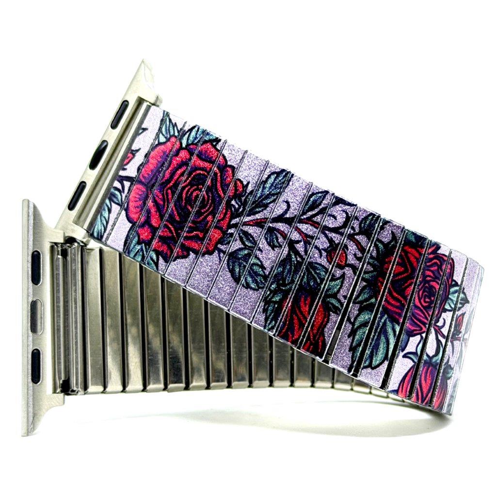 Flowers Garden Ruby Roses Chic metallic - Apple watch Bracelet