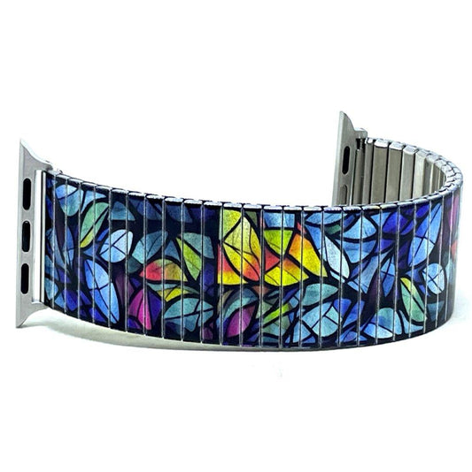 Flowers Garden Blue Leaves Applewatch bracelet