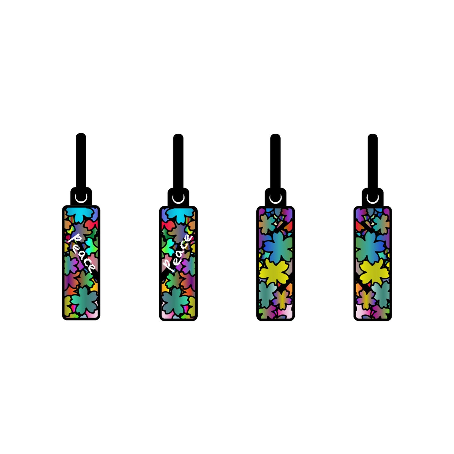Hippie peace flowers metallic oorbellen