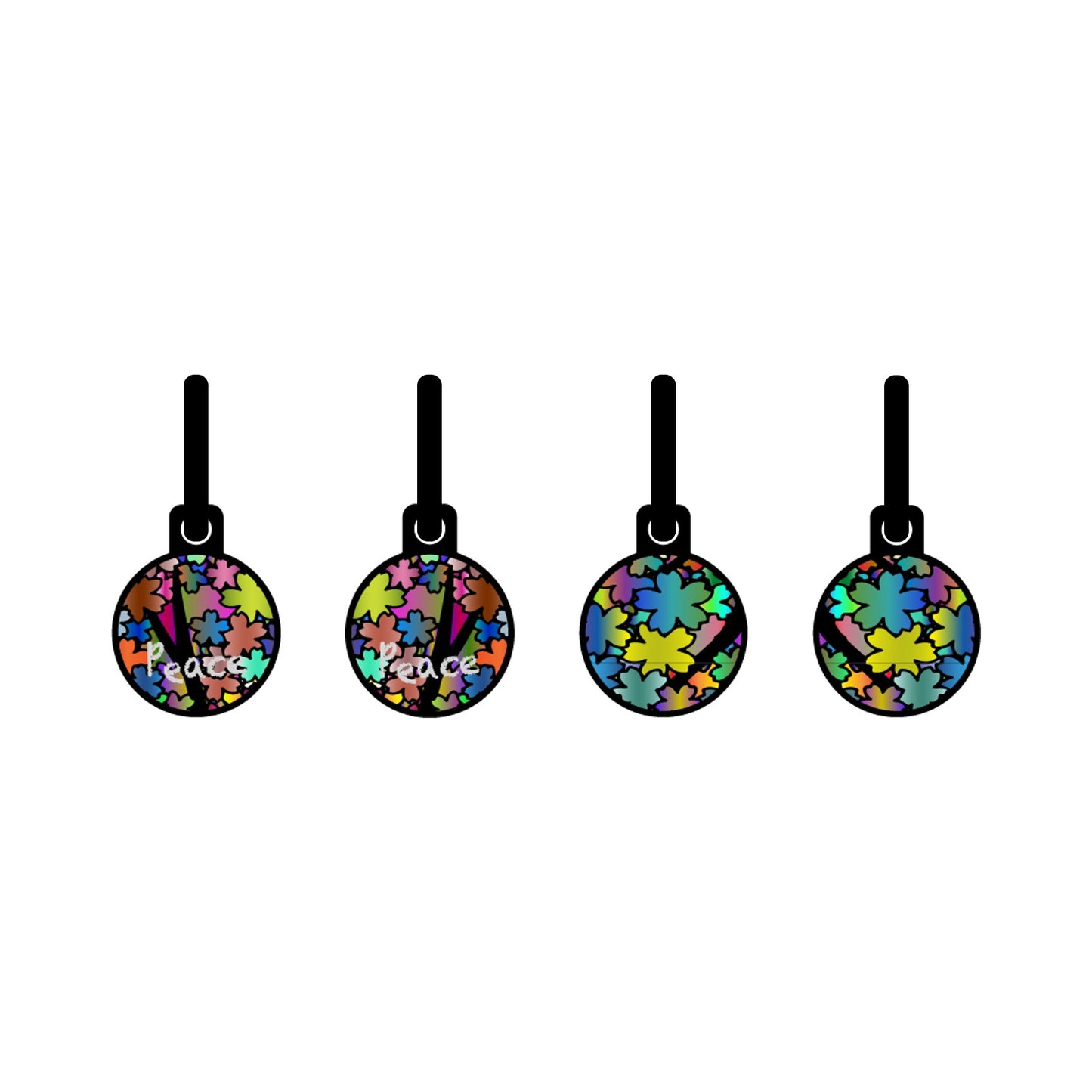 Hippie peace flowers metallic oorbellen