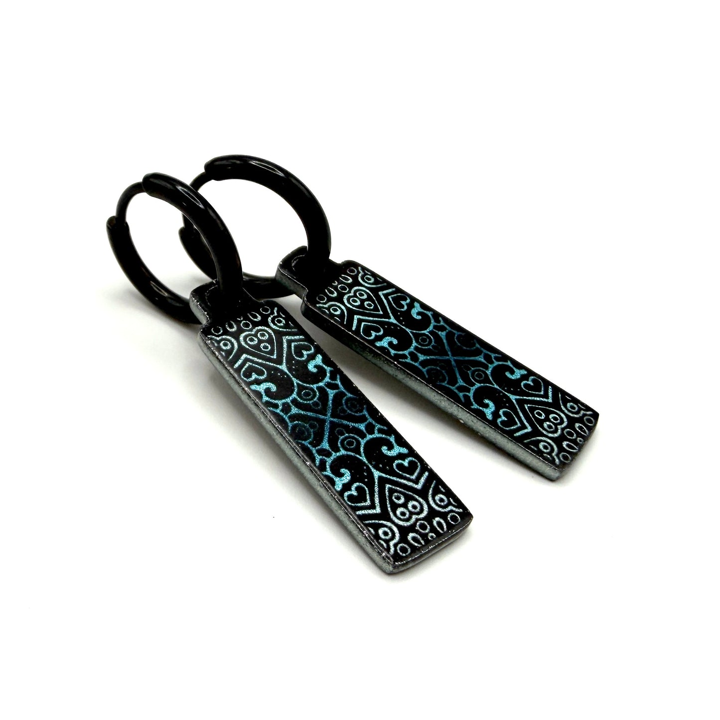 Mandala Daisies brown and blue skies metallic oorbellen