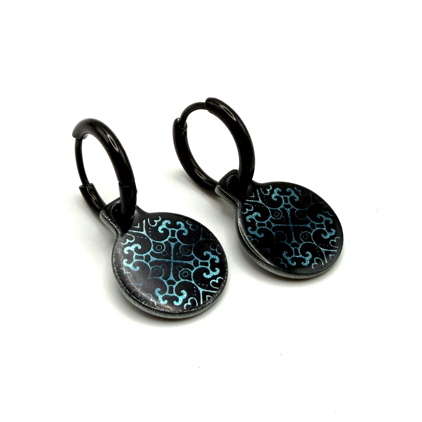 Mandala Daisies brown and blue skies metallic oorbellen