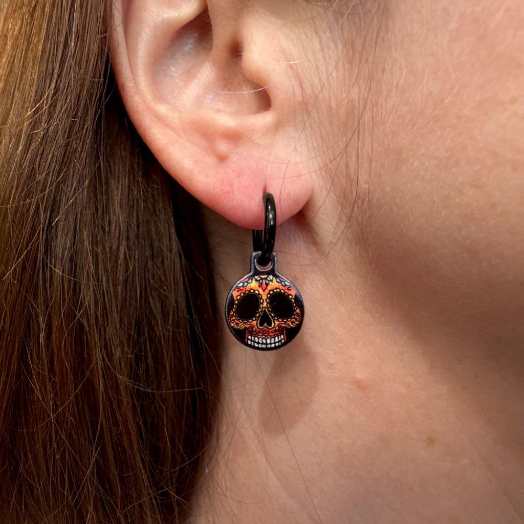 Sugar Skulls roses metallic oorbellen
