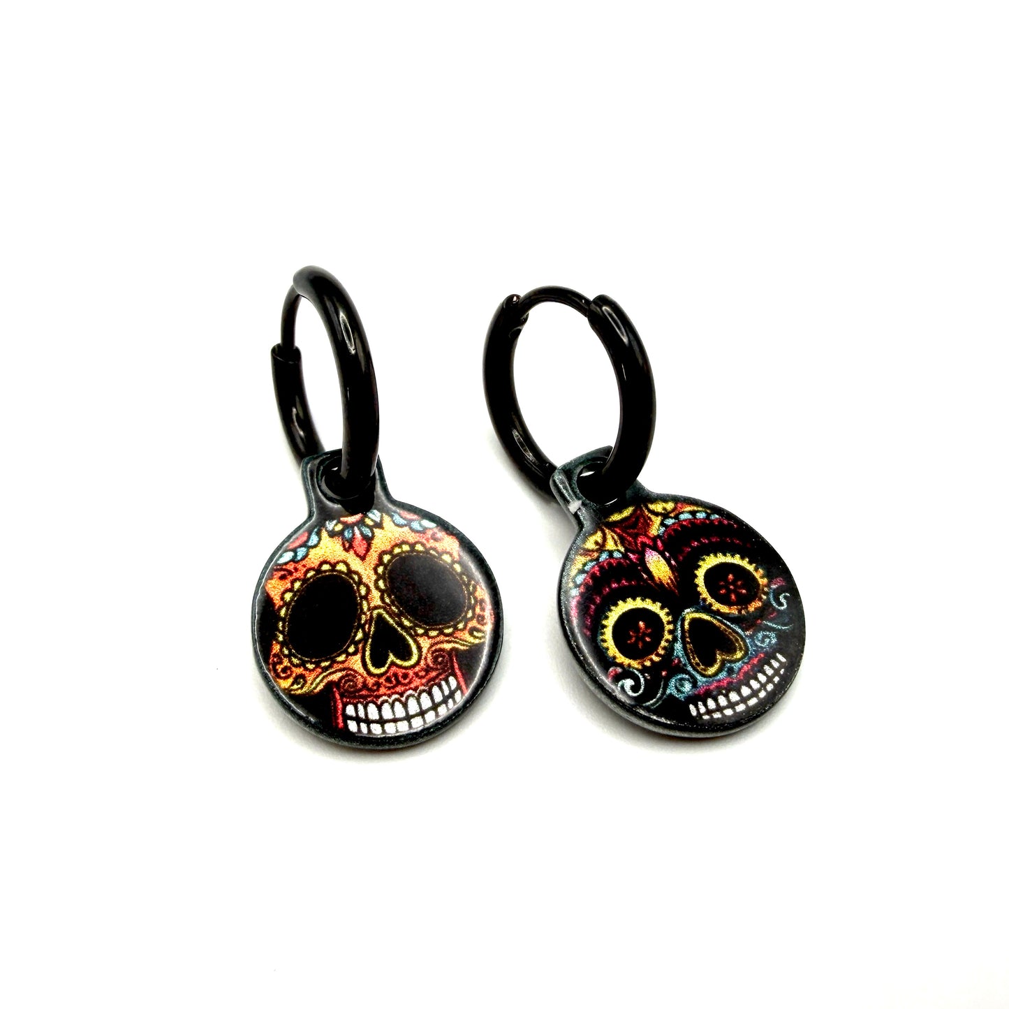 Sugar Skulls roses metallic oorbellen