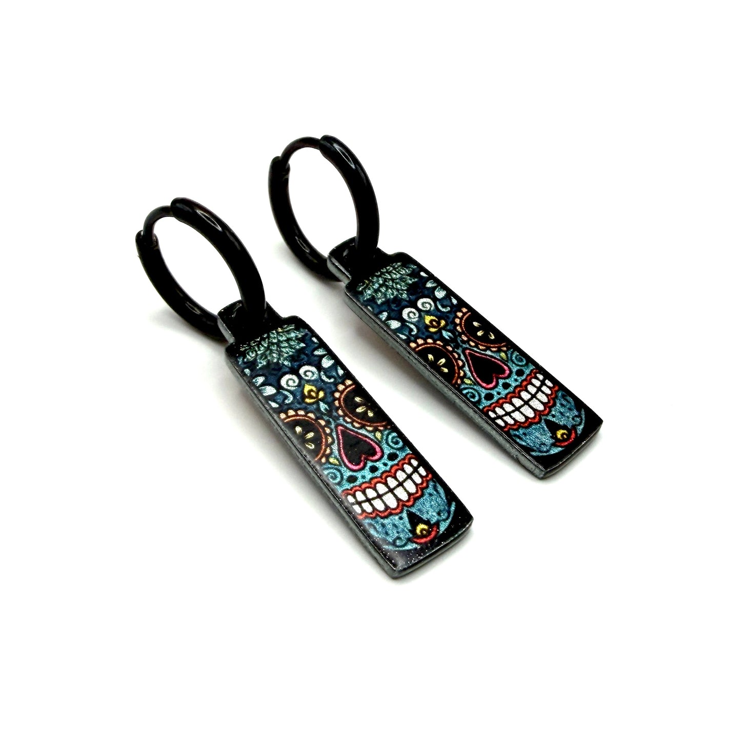 Sugar Skulls flowers metallic oorbellen