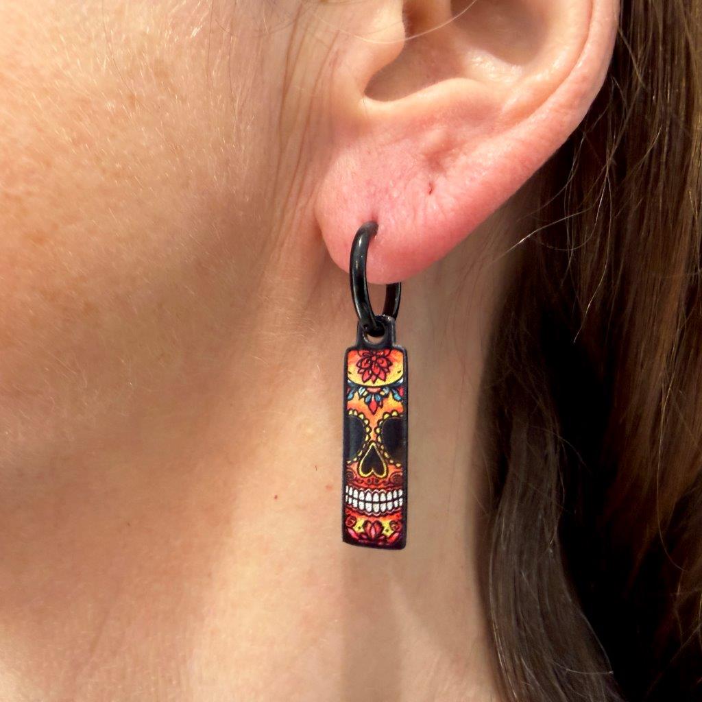 Sugar Skulls flowers metallic oorbellen