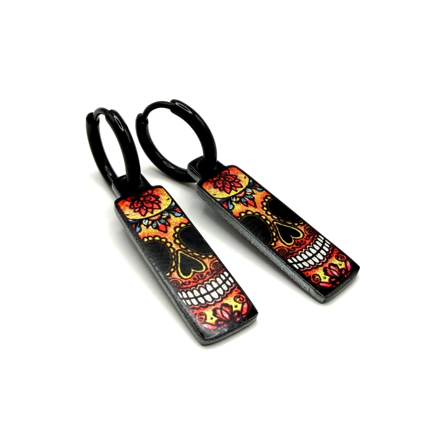 Sugar Skulls flowers metallic oorbellen