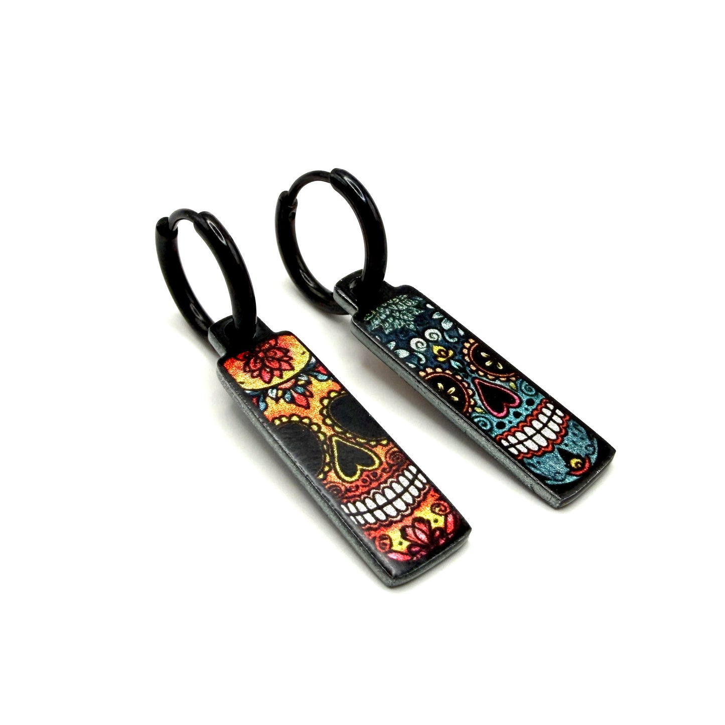 Sugar Skulls flowers metallic oorbellen