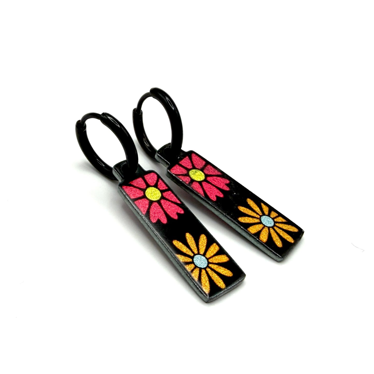 Sugar Skulls sunny flowers metallic oorbellen