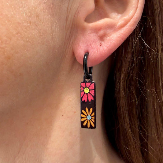 Sugar Skulls sunny flowers metallic oorbellen