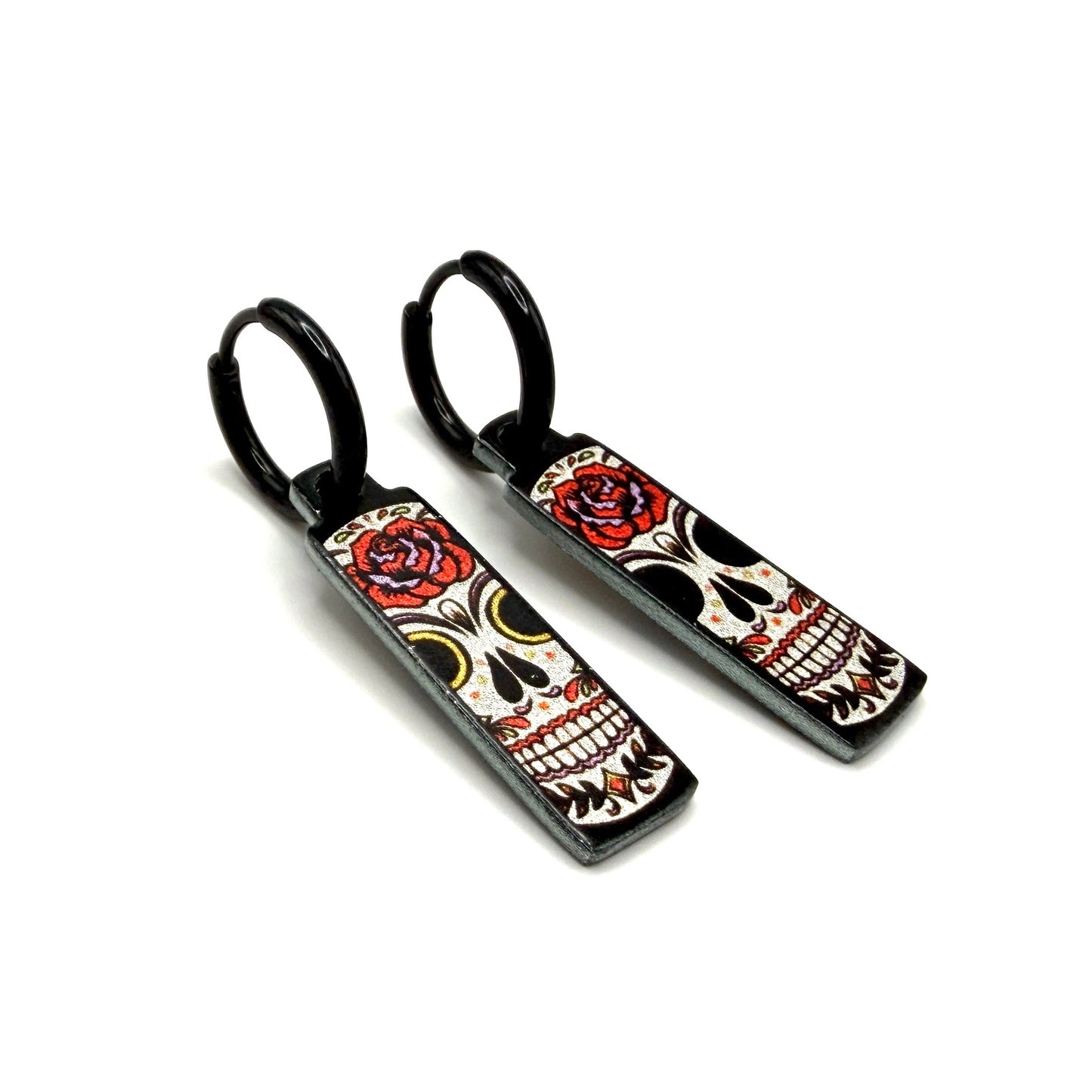 Sugar Skulls roses metallic oorbellen