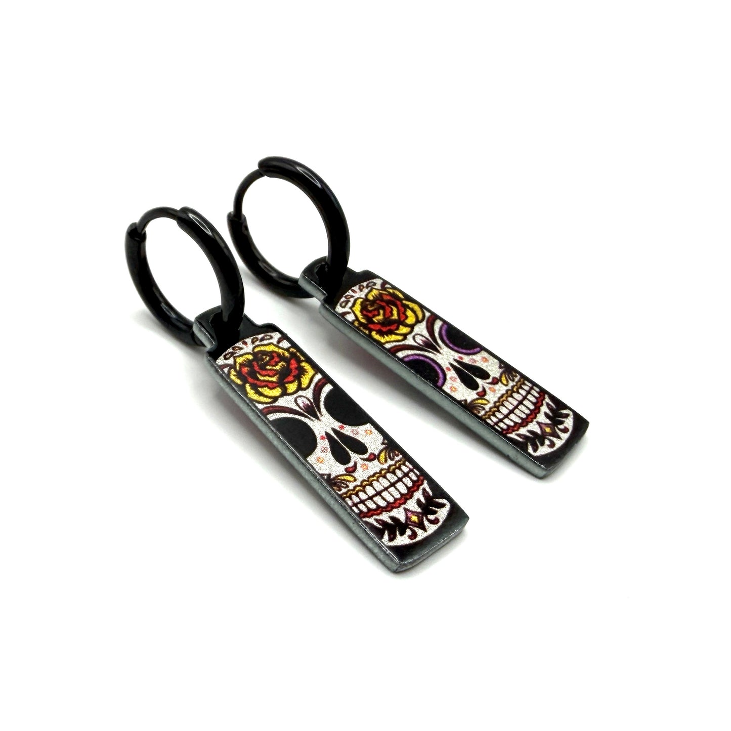 Sugar Skulls roses metallic oorbellen