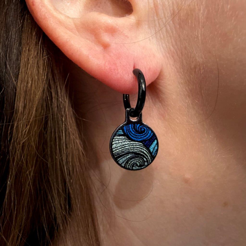 Waves Lines Haiti beach metallic oorbellen