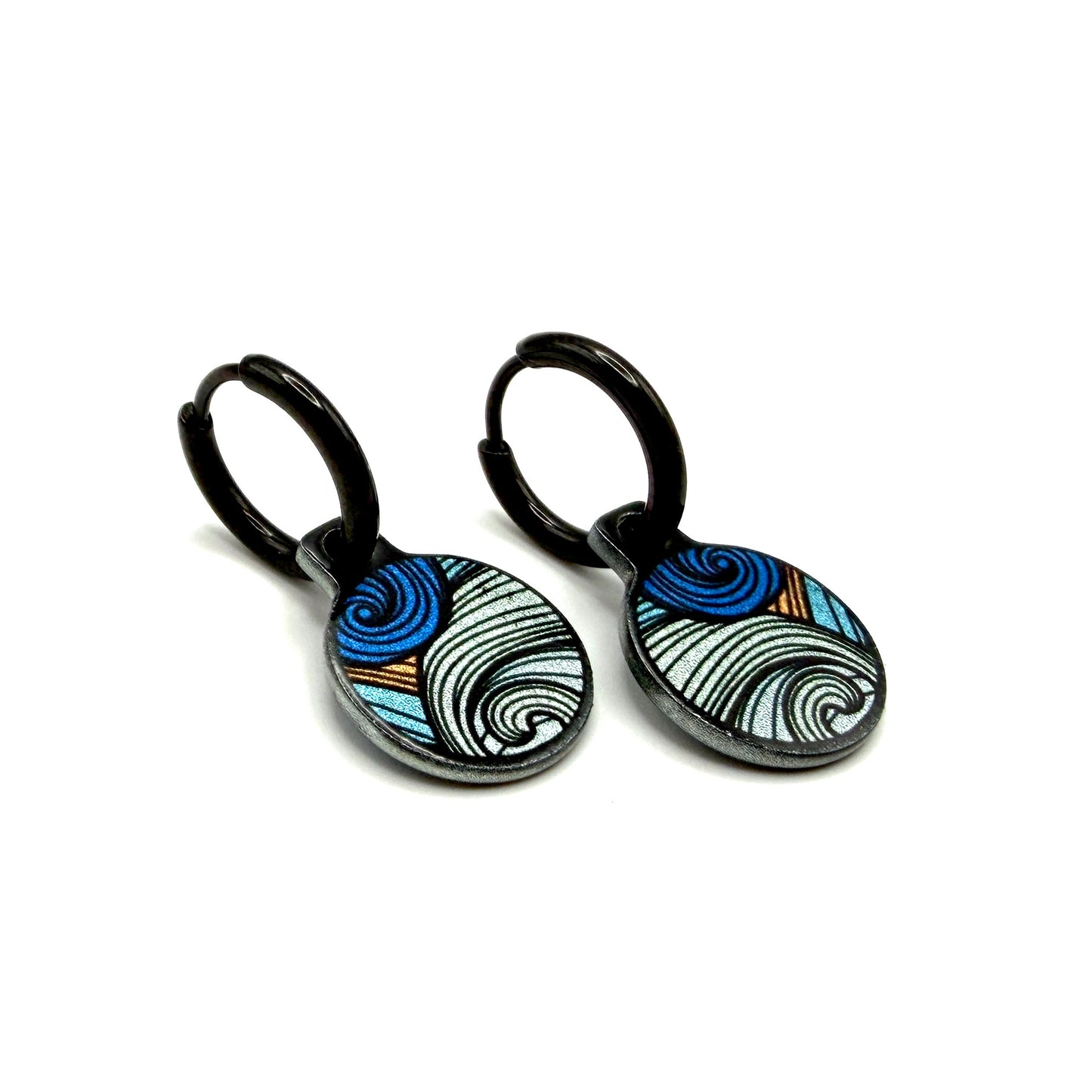 Waves Lines Haiti beach metallic oorbellen