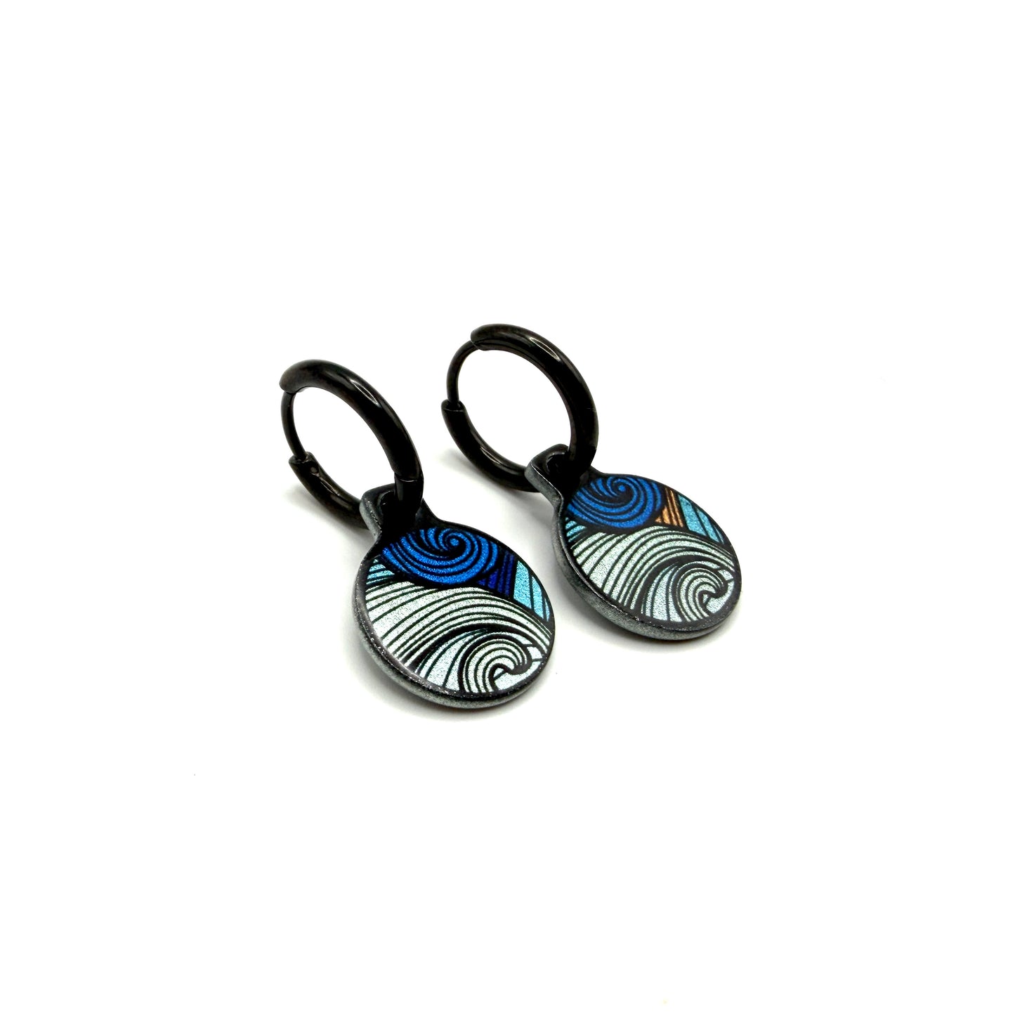 Waves Lines Haiti beach metallic oorbellen