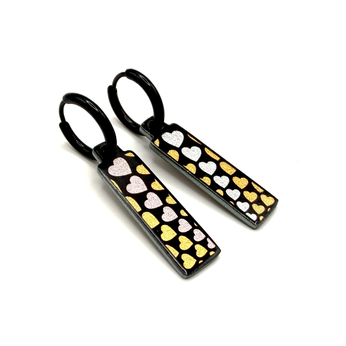 With love Gold and Silver metallic oorbellen
