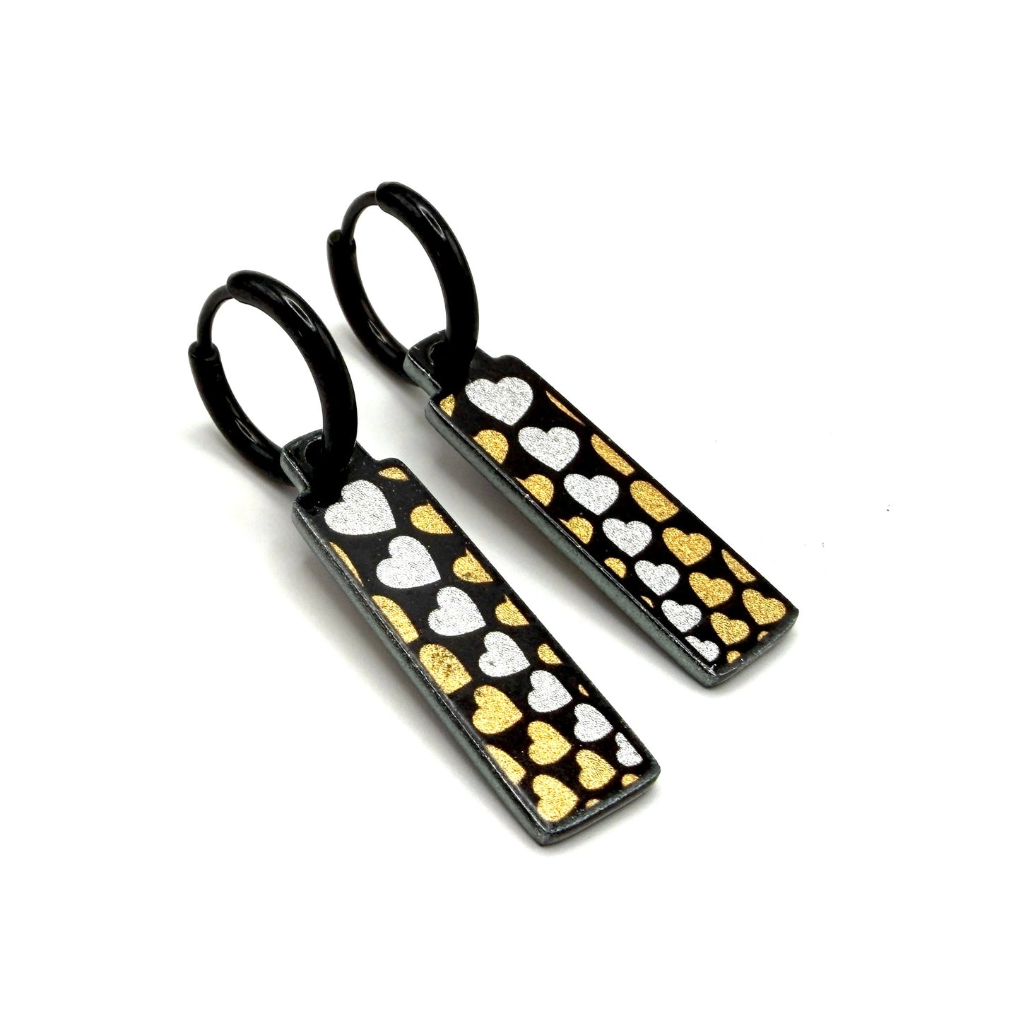 With love Gold and Silver metallic oorbellen