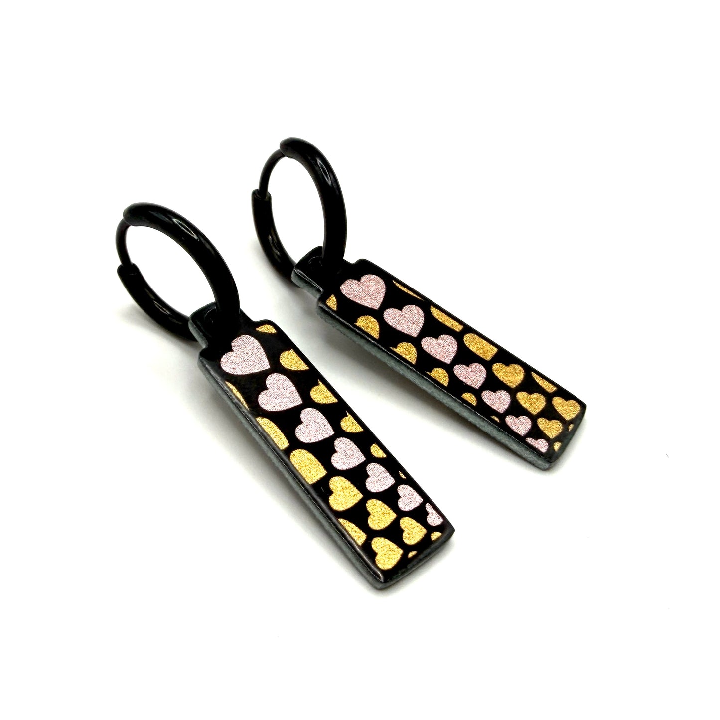 With love Gold and Silver metallic oorbellen