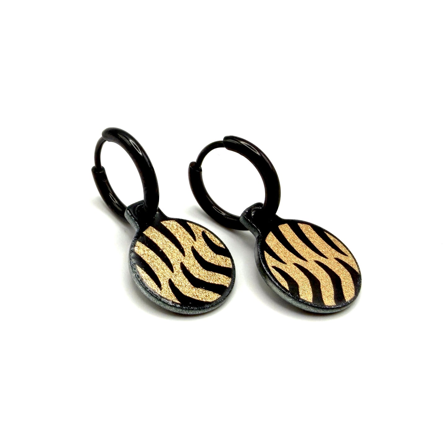 Zebra silver and rosgold metallic oorbellen